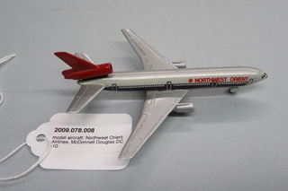 Image: miniature model airplane: Northwest Orient Airlines, McDonnell Douglas DC-10