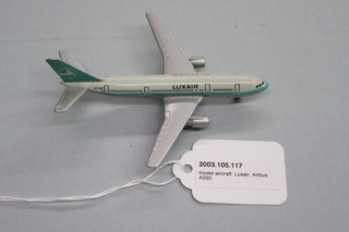 Image: miniature model airplane: Luxair, Airbus A330