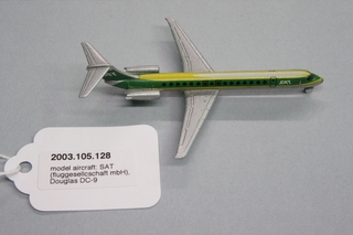Image: miniature model airplane: SAT (fluggesellcschaft mbH), Douglas DC-9