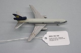 Image: miniature model airplane: Lufthansa German Airlines, McDonnell Douglas DC-10