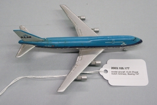 Image: miniature model airplane: KLM (Royal Dutch Airlines), Boeing 747