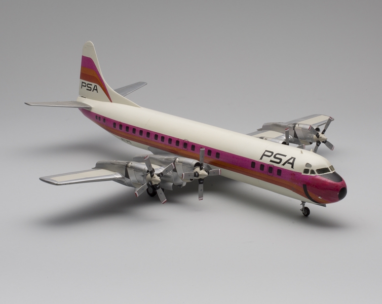 Image: model airplane: Pacific Southwest Airlines (PSA), Lockheed Model 188C Electra II
