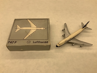 Image: miniature model airplane: Lufthansa Cargo, Boeing 747F