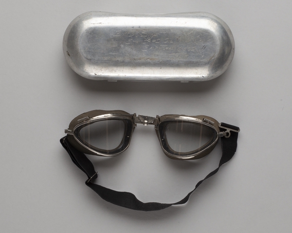 Aviator’s goggles with case: B.M. Doolin