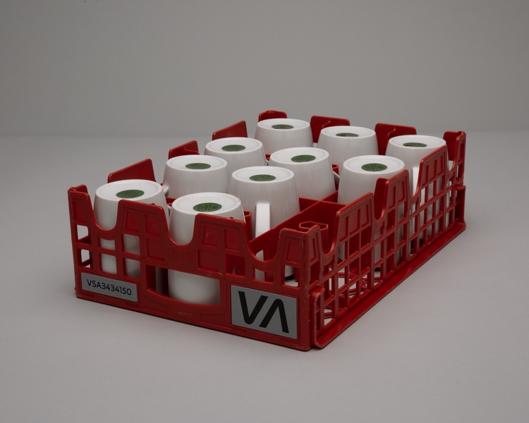 Image: cup rack with coffee cups: Virgin America