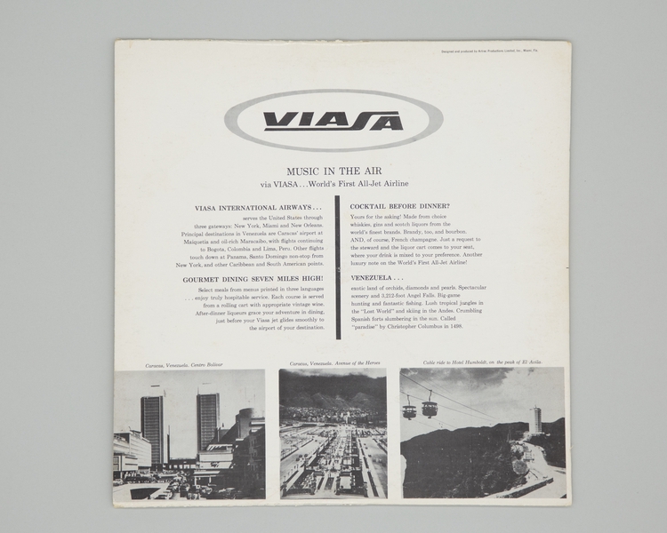Image: phonograph record: VIASA Venezuelan International Airways, Music in the air...