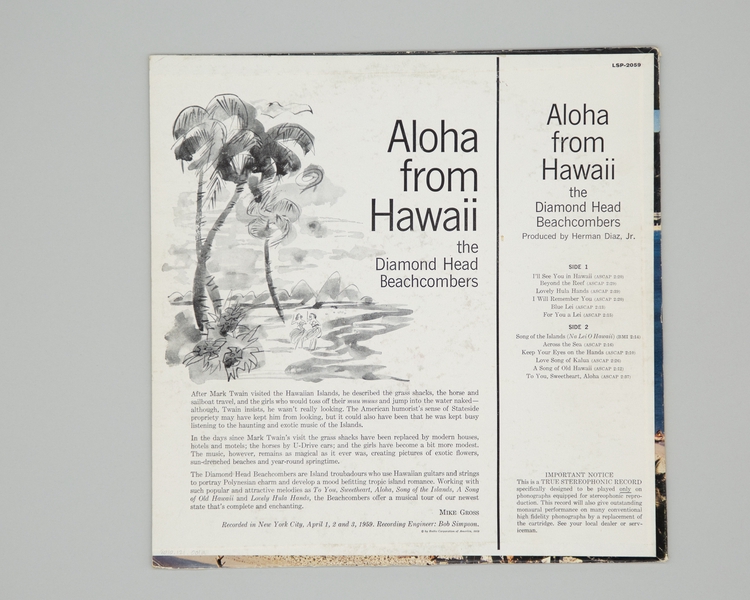 Image: phonograph record: Northwest Orient Airlines, The Diamond Head Beachcombers, Aloha from Hawaii