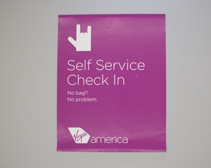 Image: sign: Virgin America, check-in