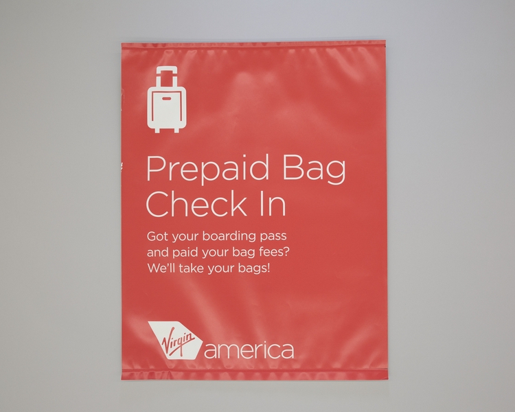 Image: sign: Virgin America, check-in