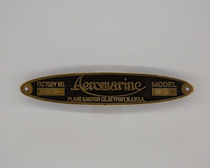 Image: manufacturer plate: Aeromarine, Model 39 B
