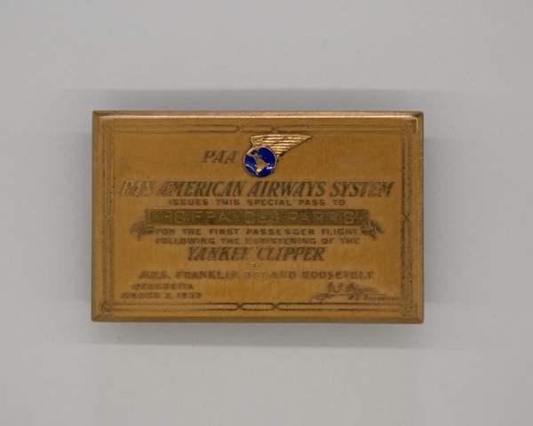 Commemorative paperweight: Pan American Airways, Yankee Clipper christening