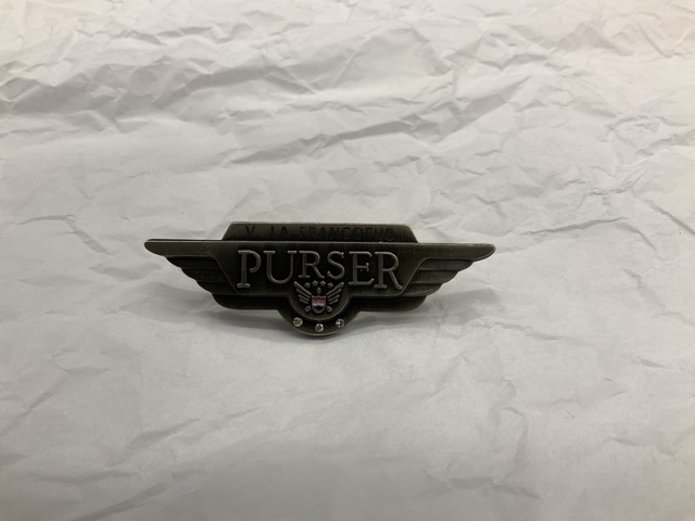 Purser wings/service and name pin: United Airlines, 20-24 years