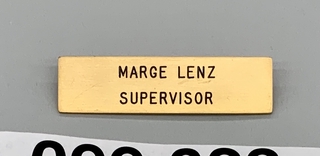 Image: name pin: United Airlines, Marge Lenz, Supervisor