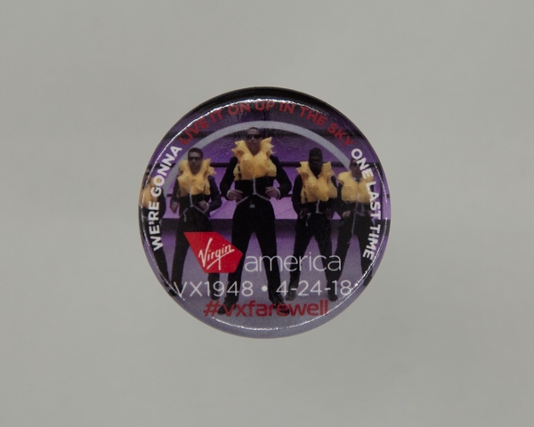 Promotional button: Virgin America, Flight VX1948