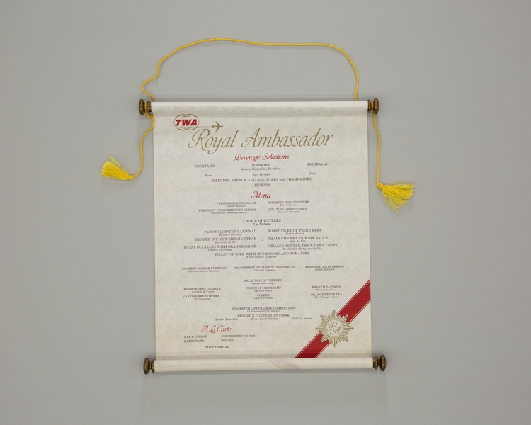 Image: menu: TWA (Trans World Airlines), Royal Ambassador