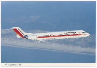 Image: postcard: Air Europe, Fokker F.100
