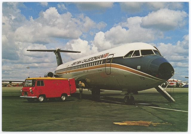 Postcard: British Caledonian Airways, BAC One-Eleven, London Gatwick Airport