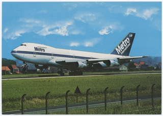 Image: postcard: Metro International, Boeing 747-200