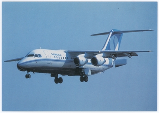 Image: postcard: Sabena Belgian World Airlines, British Aerospace BAe-146