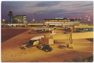 Image: postcard: Amsterdam Airport Schiphol (AMS), British European Airways, KLM