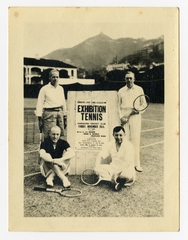 Image: photograph: tennis scene with W. L. Bond, M. Polan, Judge Hemlock