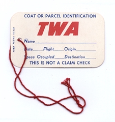 Image: luggage identification tag: TWA (Trans World Airlines), Lockheed Constellation