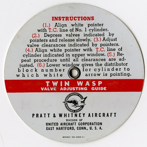 Image: valve adjusting guide: Pratt & Whitney, Twin Wasp