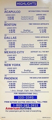 Image: timetable: American Airlines, quick reference, southwest and Mexico via Dallas