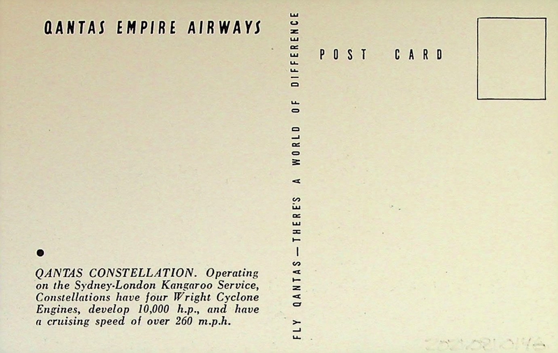Image: postcard: Qantas Empire Airways, Lockheed Constellation
