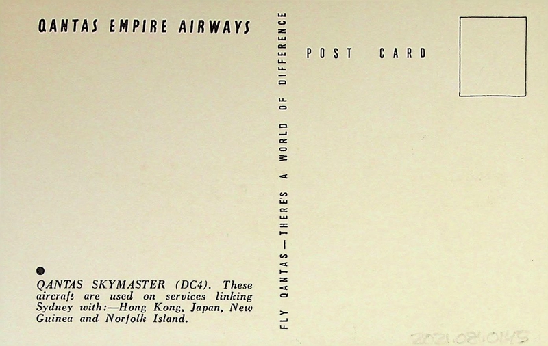 Image: postcard: Qantas Empire Airways, Douglas DC-4