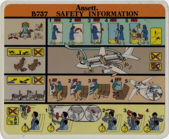 Safety information card: Ansett, Boeing 737