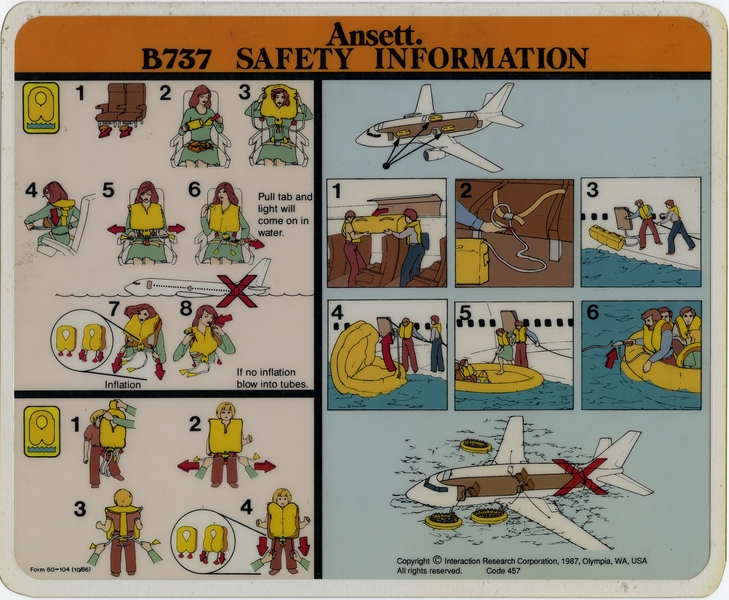 Image: safety information card: Ansett, Boeing 737