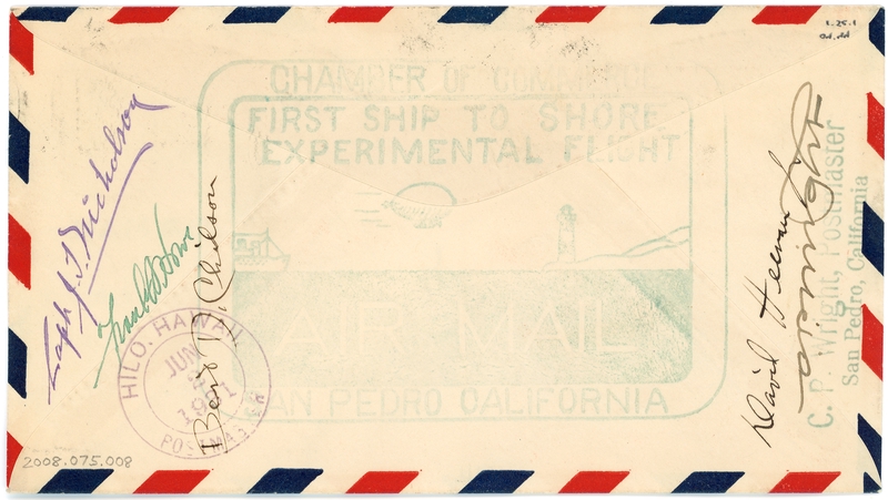 Image: airmail flight cover: First Pacific coast ship-to-shore airmail, S.S. City of Los Angeles - Los Angeles, June 13, 1931