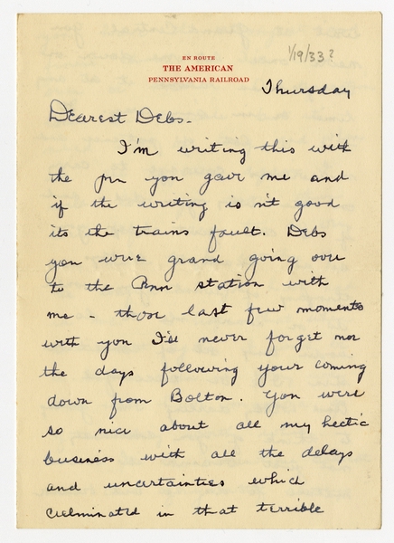Image: correspondence: Harold M. Bixby to Debby Bixby