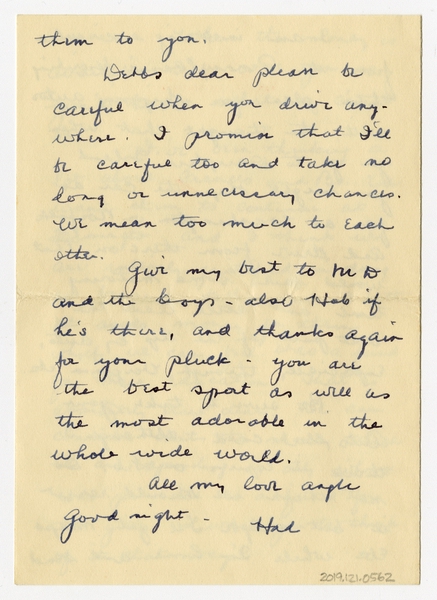 Image: correspondence: Harold M. Bixby to Debby Bixby