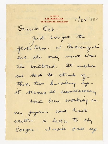 Image: correspondence: Harold M. Bixby to Debby Bixby