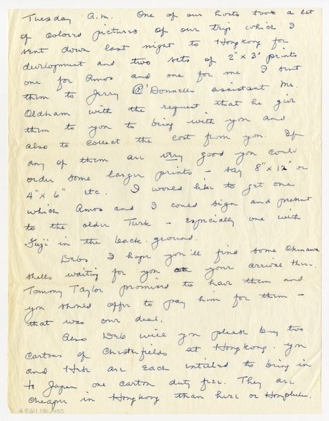 Image: correspondence: Harold M. Bixby to Debby Bixby