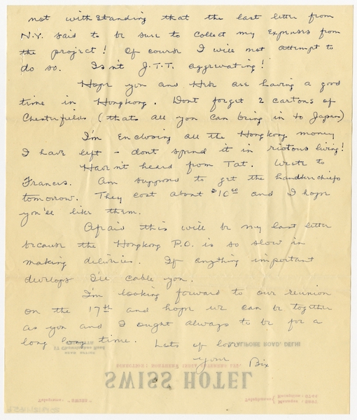 Image: correspondence: Harold M. Bixby to Debby Bixby
