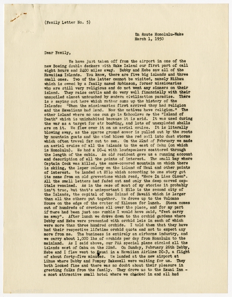 Image: correspondence: Harold M. Bixby, family circular letter