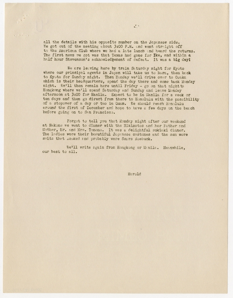 Image: correspondence: Harold M. Bixby, family circular letter