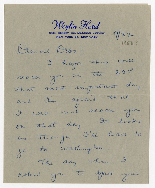 Image: correspondence: Harold M. Bixby to Debby Bixby