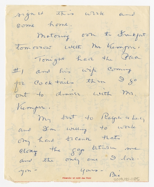 Image: correspondence: Harold M. Bixby to Debby Bixby