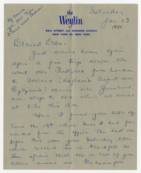 Image: correspondence: Harold M. Bixby to Debby Bixby