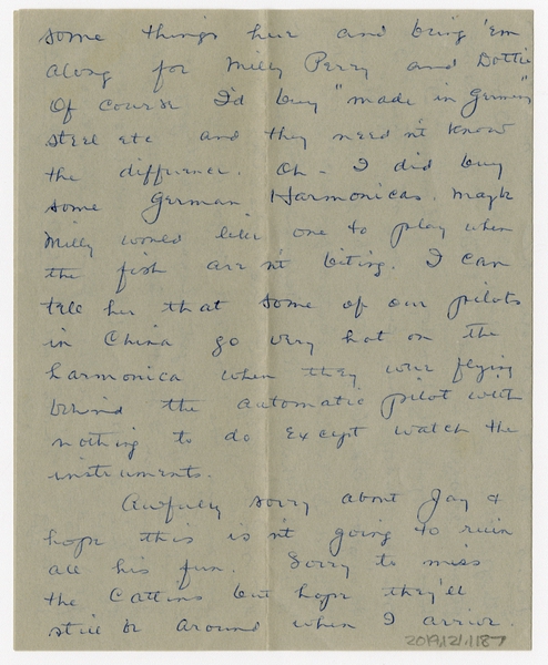 Image: correspondence: Harold M. Bixby to Debby Bixby