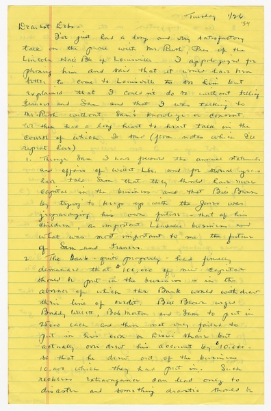 Image: correspondence: Harold M. Bixby to Debby Bixby