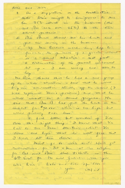 Image: correspondence: Harold M. Bixby to Debby Bixby