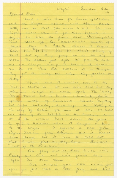 Image: correspondence: Harold M. Bixby to Debby Bixby