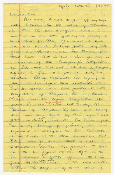 Image: correspondence: Harold M. Bixby to Debby Bixby