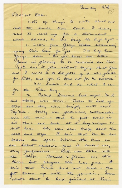 Image: correspondence: Harold M. Bixby to Debby Bixby