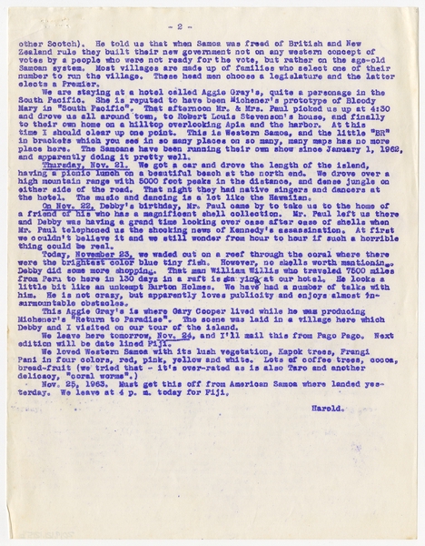 Image: correspondence: Harold M. Bixby, family circular letter